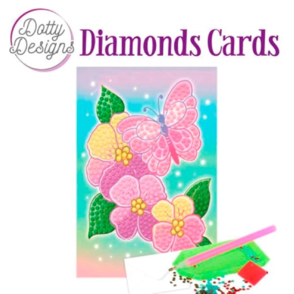 Dotty design Carte Broderie Diamant - Fleurs et papillons - Photo n°1