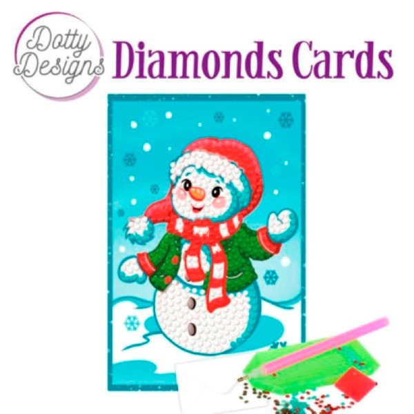 Dotty design Carte Broderie Diamant - Bonhomme de neige - Photo n°1