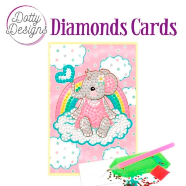 Dotty design Carte Broderie Diamant - Bébé éléphant rose - Photo n°1