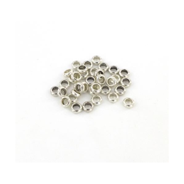 50 Perles Rondelle À Gros Trou 3,6mm Argenté En Métal - Photo n°3