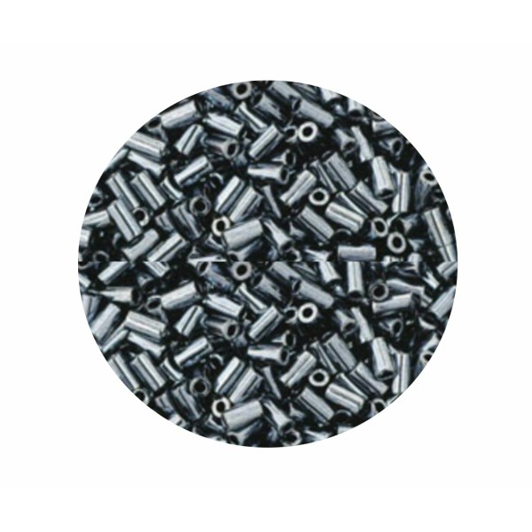 20g métallique hématite 81 Bugle #1 3mm verre Noir Argent Mini Tube Japonais TOHO perles de rocaille - Photo n°1