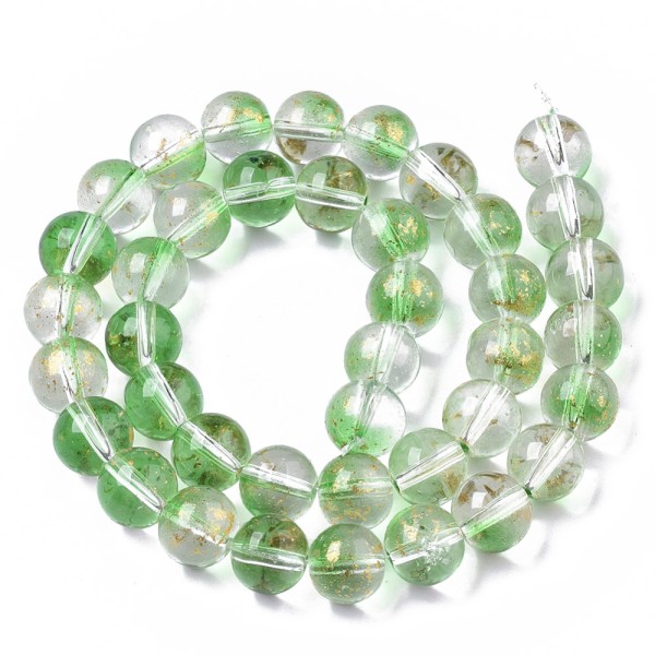 Perles en verre feuille d'or 10 mm vert clair x 10 - Photo n°3