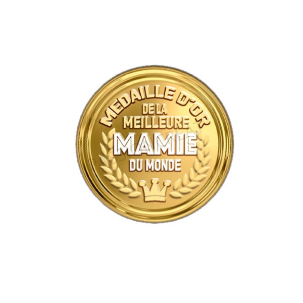 Médaille D'Or De La Meilleure Mamie Du Monde 2 Cabochons 20 mm - Photo n°1