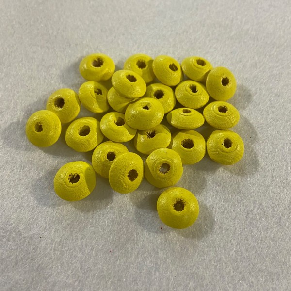 Perles en bois plate jaune - Photo n°1