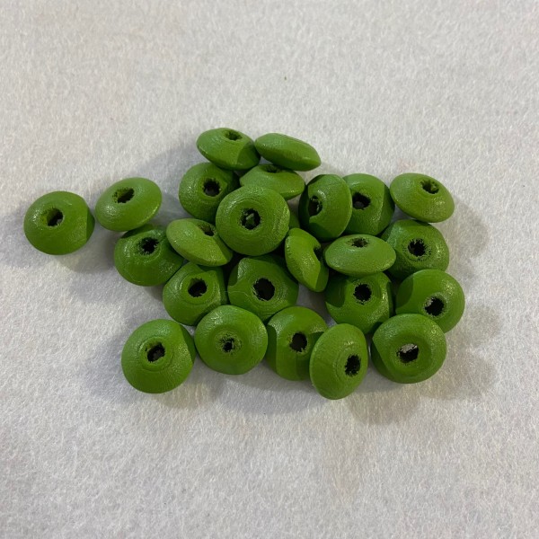 Perles en bois plate vert - Photo n°1