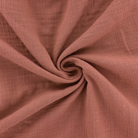 Tissu double gaze de coton - Terracotta - Vendu par 10 cm