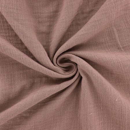 Tissu double gaze de coton - Vieux Rose - Vendu par 10 cm