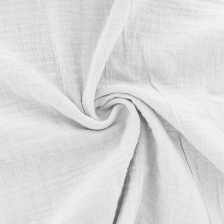 Tissu double gaze de coton - Blanc - Vendu par 10 cm