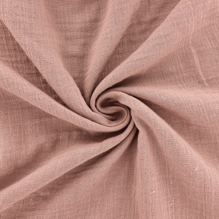 Tissu double gaze de coton - Rose - Vendu par 10 cm