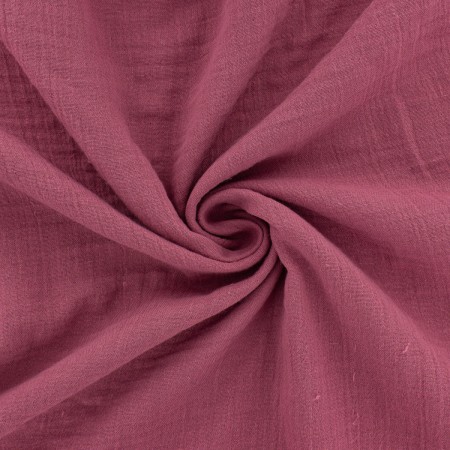 Tissu double gaze de coton - Framboise - Vendu par 10 cm