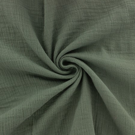 Tissu double gaze de coton - Kaki - Vendu par 10 cm