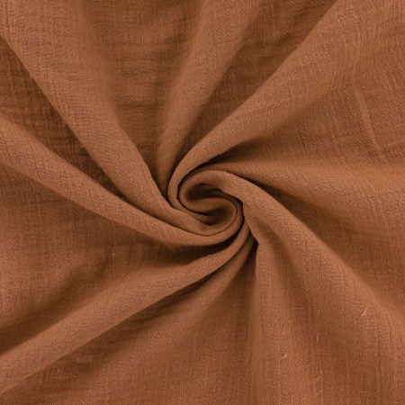 Tissu double gaze de coton - Rouille - Vendu par 10 cm