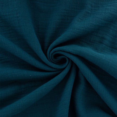 Tissu double gaze de coton - Bleu Marine - Vendu par 10 cm