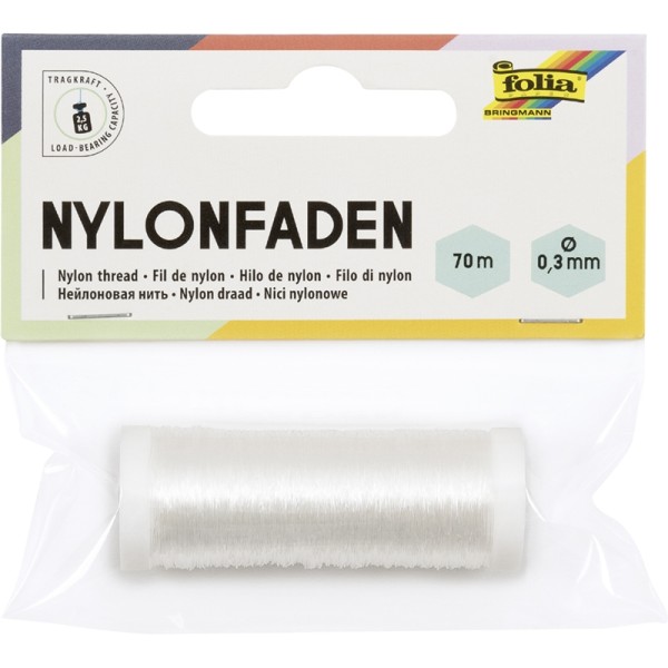 Fil nylon en bobine, 0,3 mm x 70 m, transparent - Photo n°1