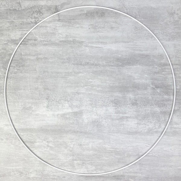 Grand Cercle métallique blanc diam. 65 cm pour abat-jour, Anneau epoxy blanc Attrape rêves - Photo n°1