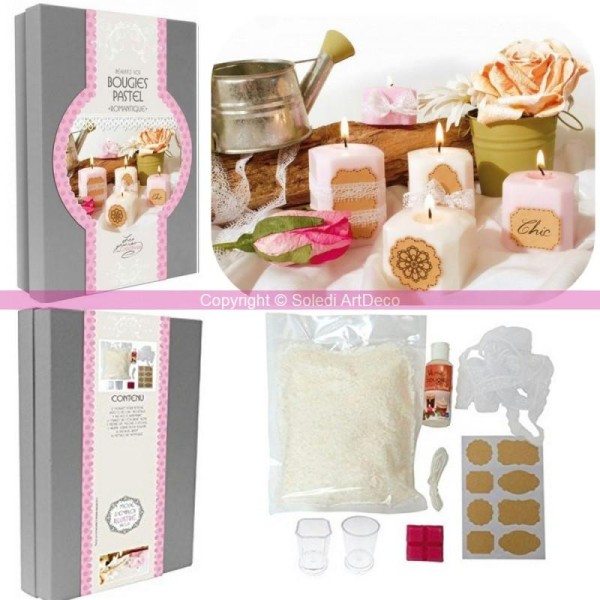 Kit de réalisation de Bougies Pastel Romantique, Coffret DIY avec accessoires - Photo n°1