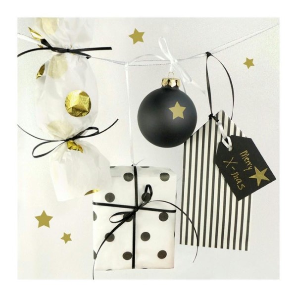 Lot de 20 Serviettes en papier Cadeaux Noir et Or, Présents de Noël, 33 x 33 cm - Photo n°1