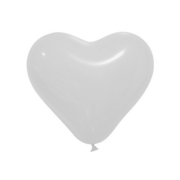 Lot de 12 Ballons de baudruche en latex Blanc, Forme Coeur, Diamètre 28 cm - Photo n°1