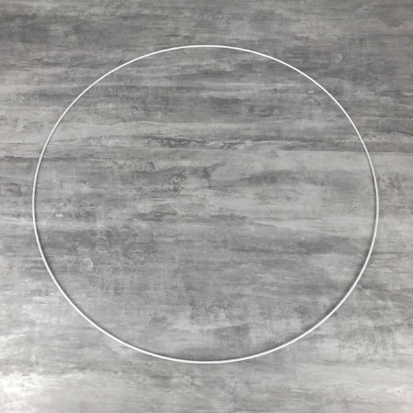 Grand Cercle XXL métallique blanc diam. 70 cm pour abat-jour, Anneau epoxy blanc Attrape rêves - Photo n°1