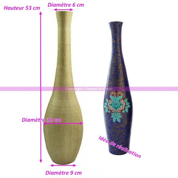Grand Vase cou long et base bombée Iris en carton intérieur imperméable, 53x12x - Photo n°1