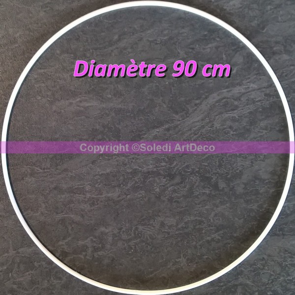 Grand Cercle XXL métallique blanc diam. 90 cm pour abat-jour, Anneau epoxy blanc Attrape rêves - Photo n°2
