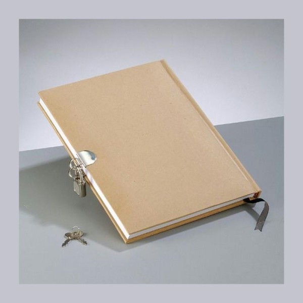 Journal intime en carton avec cadenas et clefs, 67 feuilles blanches,  21x1x1,7cm, à décorer - Journal intime - Creavea