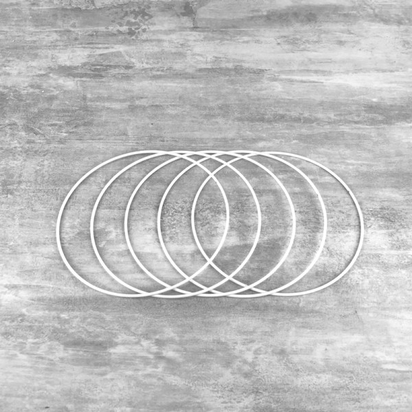 Lot de 5 Cercles métalliques blanc diamètre 15 cm pour abat-jour, Anneaux epoxy Attrape rêves - Photo n°1