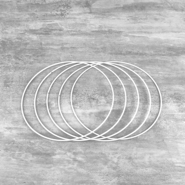 Lot de 5 Cercles métalliques blanc diamètre 18 cm pour abat-jour, Anneaux epoxy Attrape rêves - Photo n°1