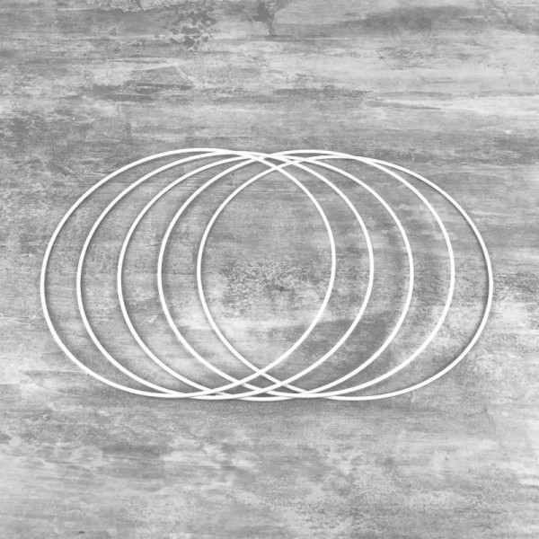 Lot de 5 Cercles métalliques blanc diamètre 20 cm pour abat-jour, Anneaux epoxy Attrape rêves - Photo n°1