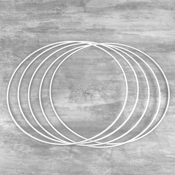 Lot de 5 Cercles métalliques blanc diamètre 25 cm pour abat-jour, Anneaux epoxy Attrape rêves - Photo n°1
