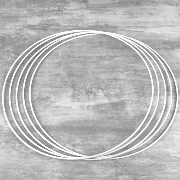 Lot de 5 Cercles métalliques blanc diamètre 35 cm pour abat-jour, Anneaux epoxy Attrape rêves - Photo n°1