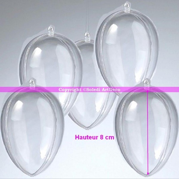Lot de 5 Oeufs en plastique transparent séparable Hauteur 8cm, Contenant alimentaire sé - Photo n°1
