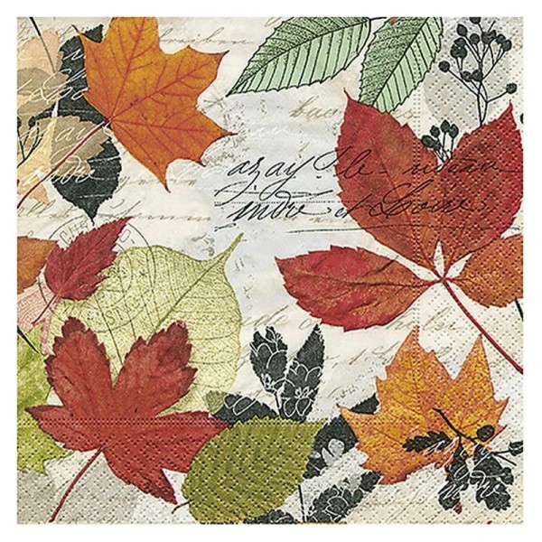 Lot de 20 Serviettes en papier Feuilles d'arbres  aux couleurs d'automne, 33 x 33 cm - Photo n°1