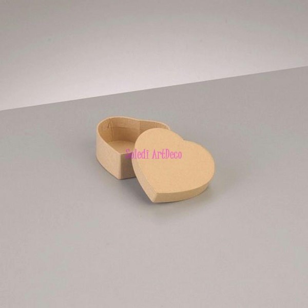 Petite Boite haute Forme Coeur avec couvercle en carton, 6,5x6cm x Haut. 4,5cm, à déco - Photo n°1