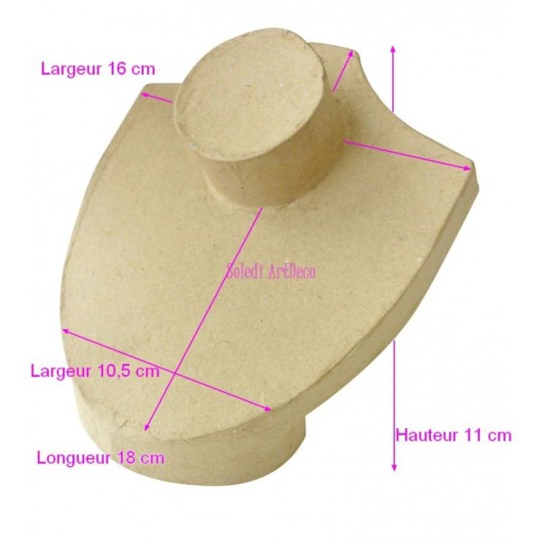 Buste unisexe court en carton pour présentoir Bijoux Collier, 16x18x11cm, à customiser - Photo n°1
