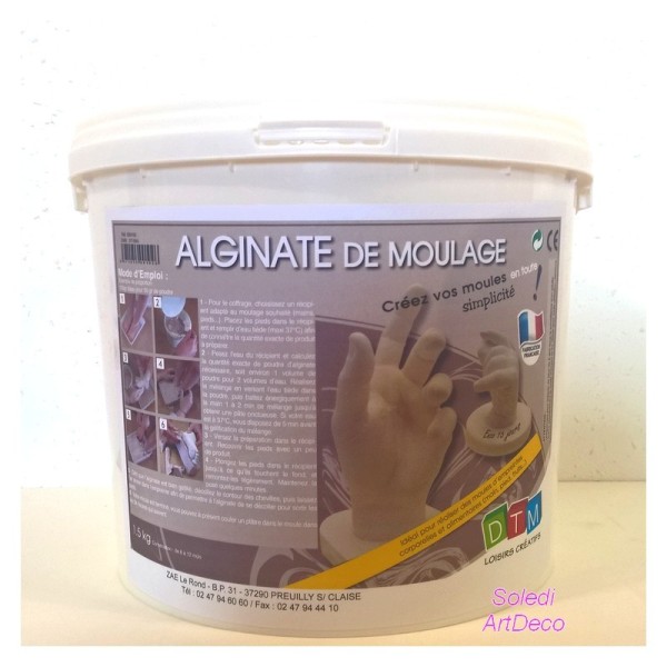 Poudre de moulage Alginate, Seau de 1,5 kg, Idéal pour empreintes corporelles et alimentaires - Photo n°1