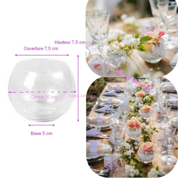 Bougeoir Boule en verre pour bougie chauffe-plat, Photophore ou Déco florale diam. 7,5x10x5x7 - Photo n°1