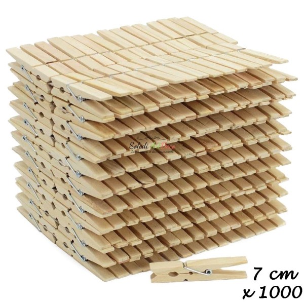Maxi lot de 1000 Pinces à linge en bois brut, 7 cm, larg. 1 cm, à customiser - Photo n°2