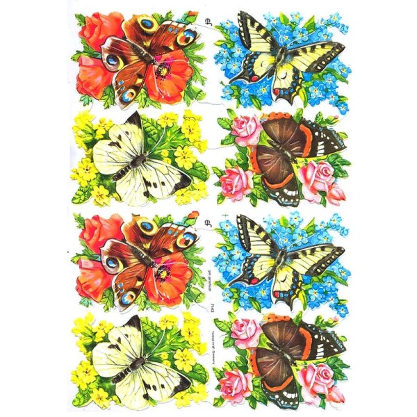 Lot de 3 Images de poésie papillons, 24x17 cm, chromos pour scrapbooking et tableau 2D, 250g / m2 - Photo n°1