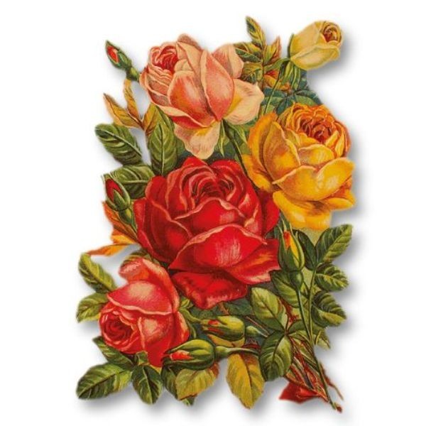 Image de poésie, Bouquet de roses, pièce de 16 x 11 cm, 250g/m² - Photo n°1