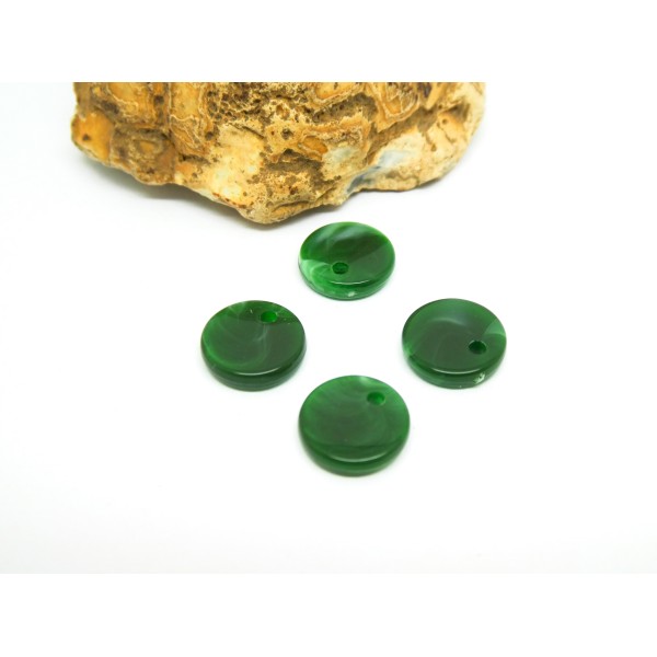 10 Sequins ronds 10mm en acétate effet marbre vert - Photo n°1