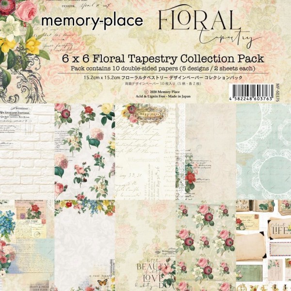Papier scrapbooking Memory Place - Floral - 15X15 - 10 feuilles - Photo n°1