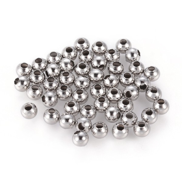Perles intercalaire acier inoxydable 3 mm x 50 - Photo n°1