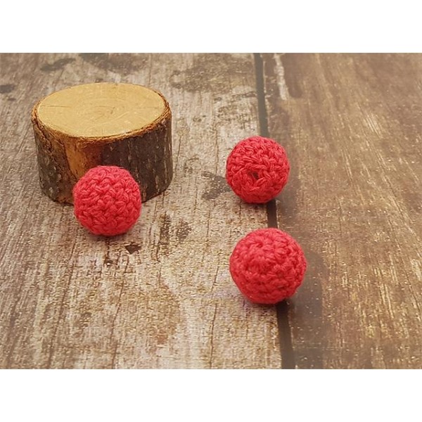 5 Perles Crochet 16mm Couleur Rouge - Photo n°1
