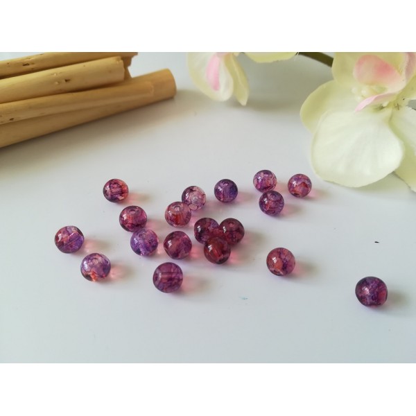 Perles en verre imitation Opalite 6 mm violet et orange x 25 - Photo n°1