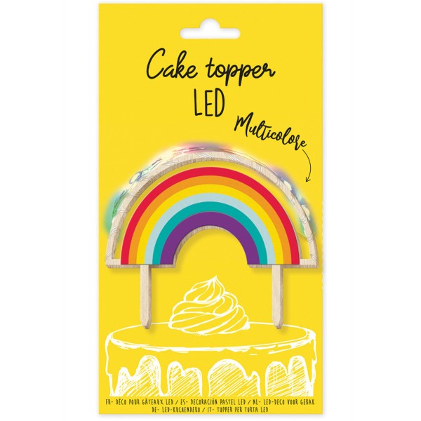 Cake Topper à Led Multicolore - Arc-en-ciel - 11 x 9 cm - Photo n°1