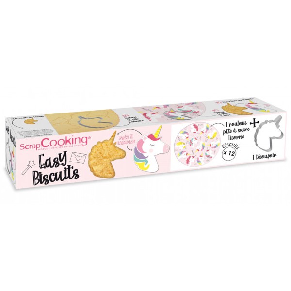 Kit Easy Biscuits pâte à sucre - Licorne - 12 biscuits - Photo n°1