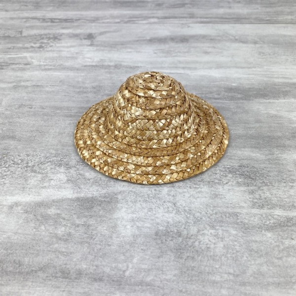 Chapeau décoratif en paille, diamètre extérieur 13,5 cm, naturel clair - Photo n°1