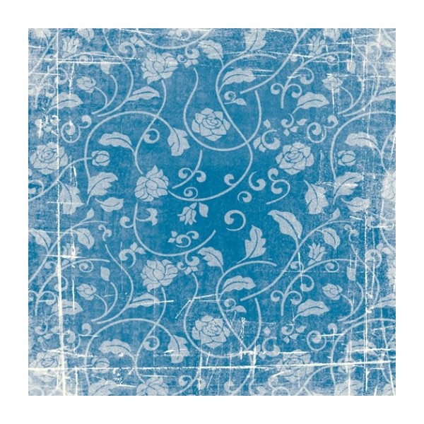 Lot de 5 feuilles de papier Scrap Ornement floral bleu, 30,5 x 30,5 cm, 140g/m² - Photo n°1