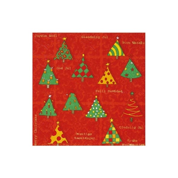 Lot de 2 Serviettes motif Sapins de Noël géométriques - Photo n°1